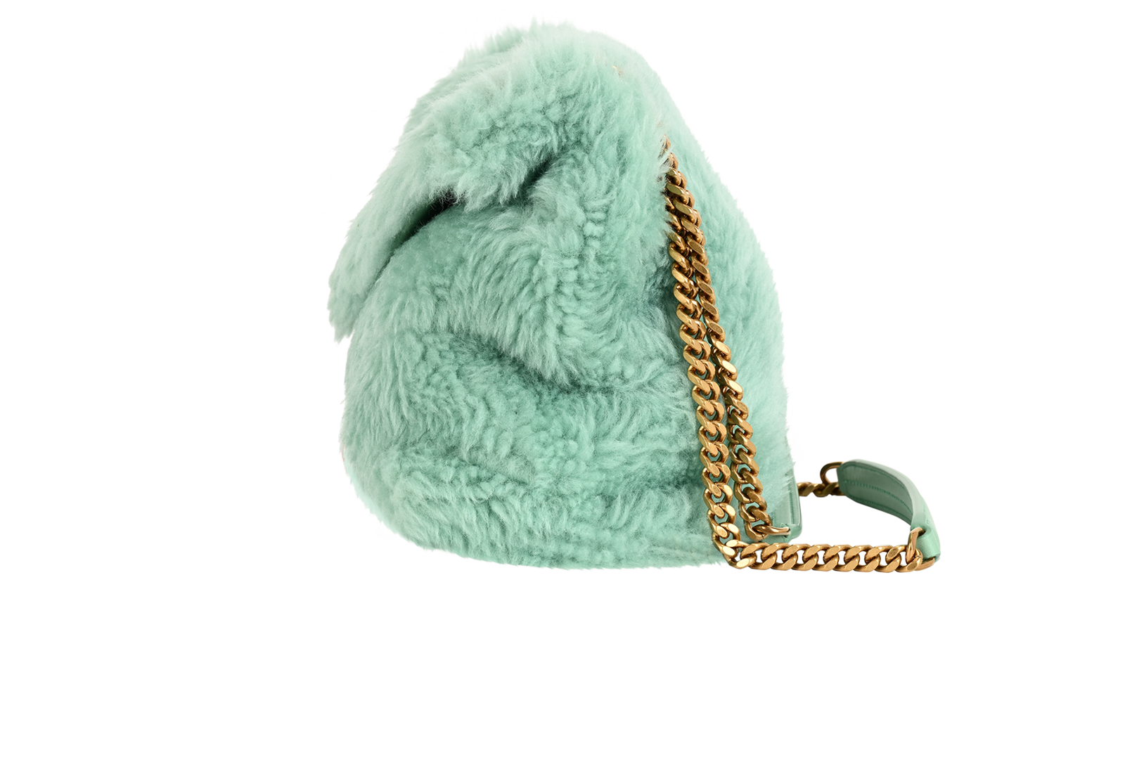 Small LouLou Puffer Shearling, &pound;795, Handbags, Green, Leather/Shearling, Bottom view